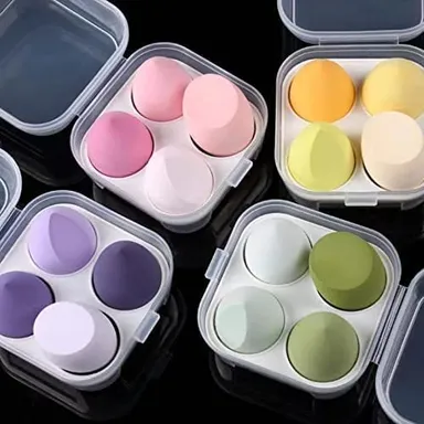 4pcs Soft Makeup Blender Sponge Set with Travel Case Beauty Foundation Blending Puff for Liquid Cream Powder Concealer Contour Cosmetic Applicator Multicolour Beauty Tool thumbnail 1