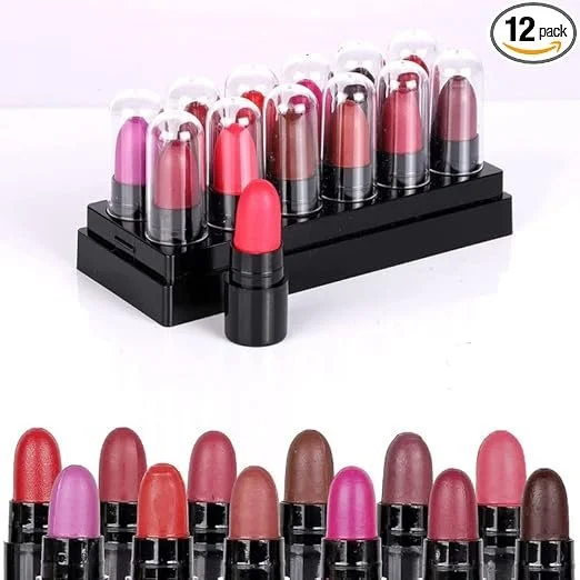 12 Piece Matte Lipstick Set Long Lasting Waterproof Velvet Finish Lipstick Kit for Women Multicolor Nude Pink Red Brown Makeup Lip Colour Combo Set Professional Cosmetic Gift Kit image 1