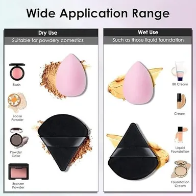 Professional Triangle Powder Puff Makeup Sponge with Finger Strap Soft Velvet Cosmetic Puff for Loose Powder Foundation Compact Setting Powder Blending Beauty Tool for Face Makeup thumbnail 4
