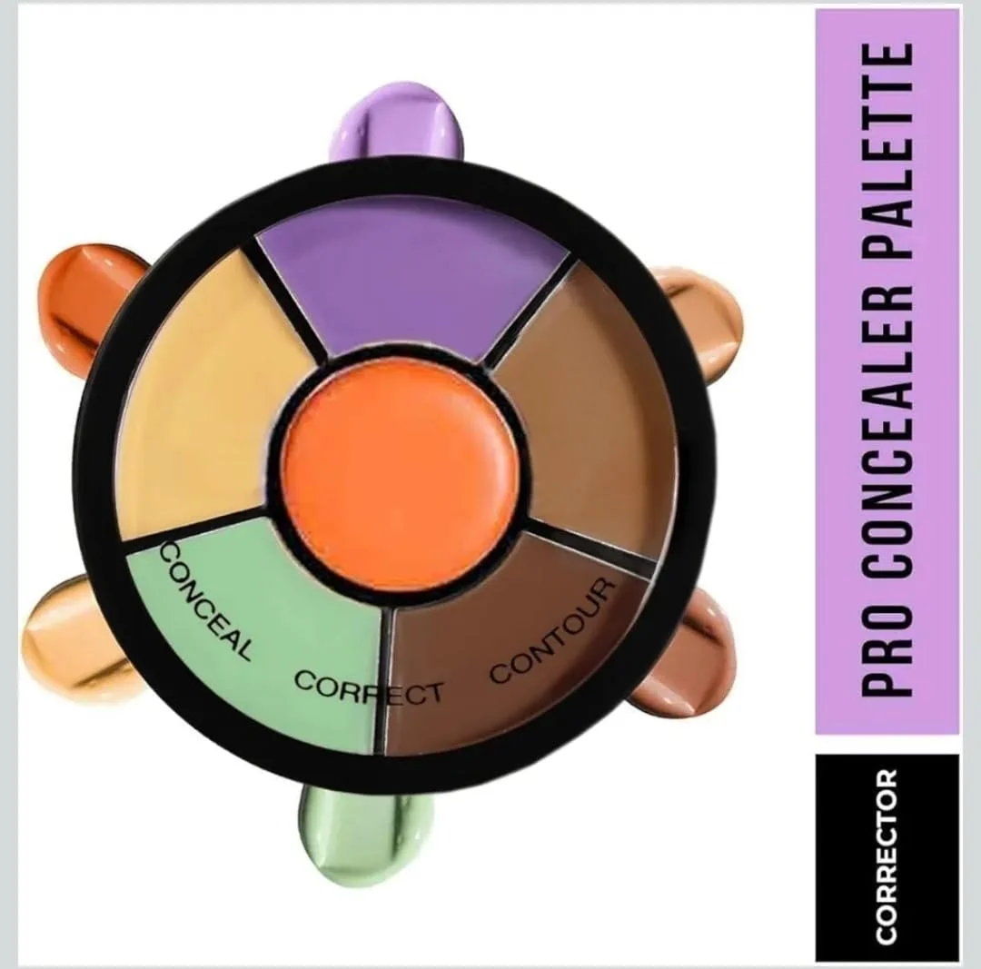 6 Colour Professional Cream Concealer Corrector Palette with Finger Puff Applicators – Full Coverage Contour Makeup Kit for Dark Circles Blemishes Acne Spots Face Correcting Palette image 2