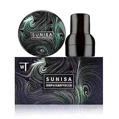 SUNISA Mushroom Head Air Cushion CC Cream Foundation Waterproof Long Lasting BB CC Cream Concealer Moisturising Makeup Base With Eyebrow Razor Set For Women All Skin Types thumbnail 1