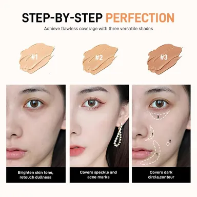 3 Shade Cream Concealer Palette Colour Correcting Makeup Kit for Dark Circles Blemishes Acne Spots Full Coverage Professional Face Contour Corrector thumbnail 2