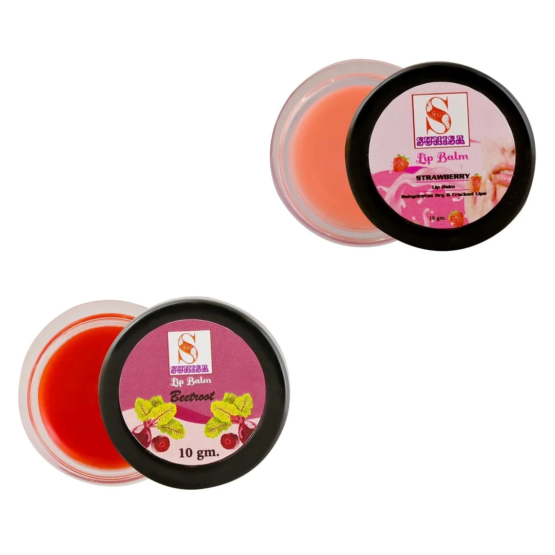 Sunisa Natural Strawberry Lip Balm 10g Moisturising Hydrating Lip Care for Dry Chapped Cracked Lips with Beetroot Tint Vitamin Enriched Lip Repair Balm for Soft Pink Lips Daily Use Lip Moisturiser image 1
