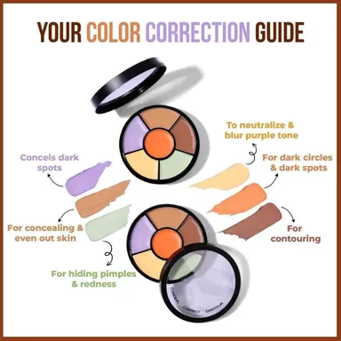 Professional 6 Colour Concealer and Colour Corrector Makeup Palette with Brush for Dark Circles Acne Spots Blemishes Contouring Highlighting Cream Face Concealer Kit thumbnail 2