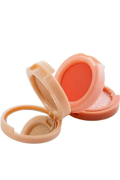 3-in-1 Peach Tone Glitter Eyeshadow Blush Highlighter Makeup Palette with Shimmer Gold Pink Sparkle Compact Pressed Powder Face Makeup Kit for Women Party Bridal Look India thumbnail 1
