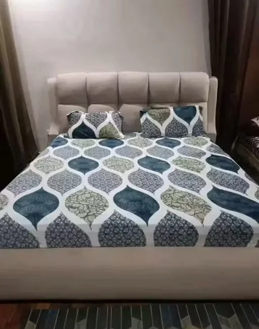 Aarvi Elastic Fitted Bedsheet Double King Size with Pillow Covers Soft Glace Cotton Printed Bed Sheet Washable Breathable Anti Slip Mattress Cover India image 1