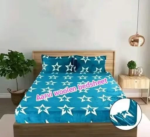Aarvi Woolen Bedsheet Double Bed King Size Winter Soft Warm Fleece Bedsheet with 2 Pillow Covers Heavy Thermal Blanket Sheet for Cold Weather Home Bedding image 1