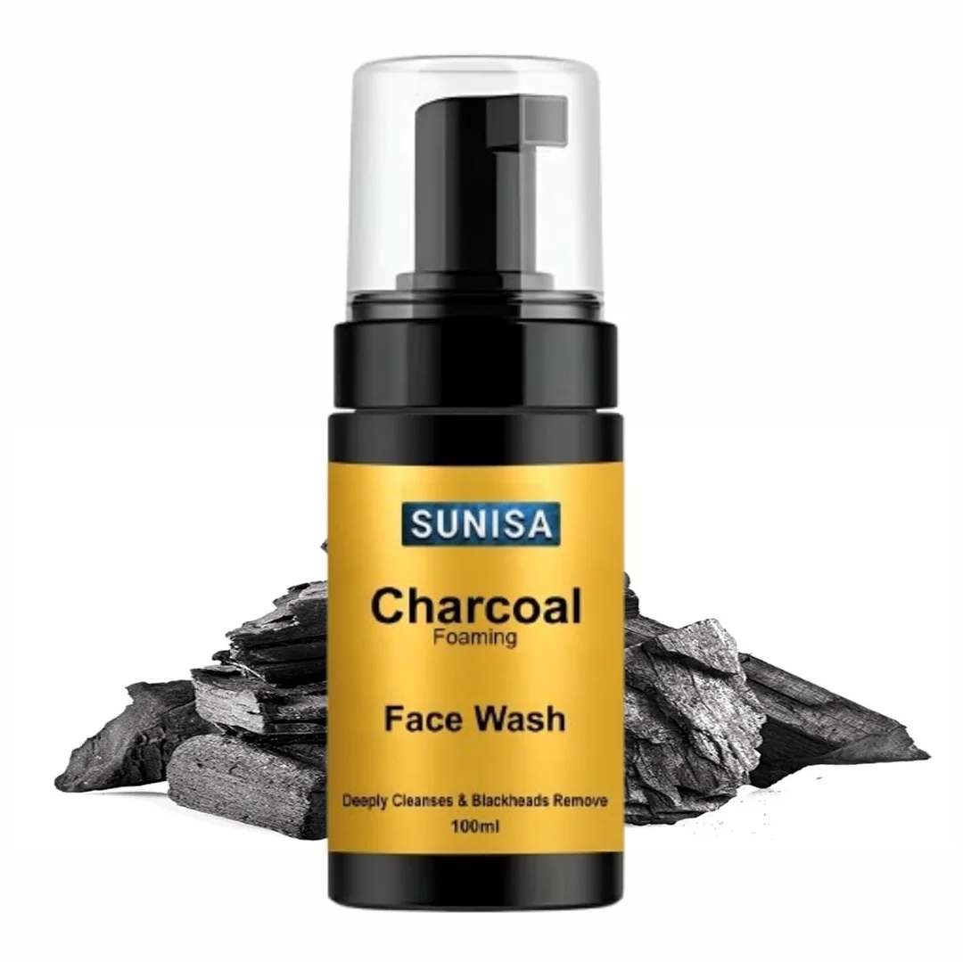 Sunisa Charcoal Foaming Face Wash 100ml Deep Cleansing Oil Control Face Cleanser for Oily Acne Prone Skin Blackhead Removal Pore Purifying Activated Charcoal Facial Cleanser image 2