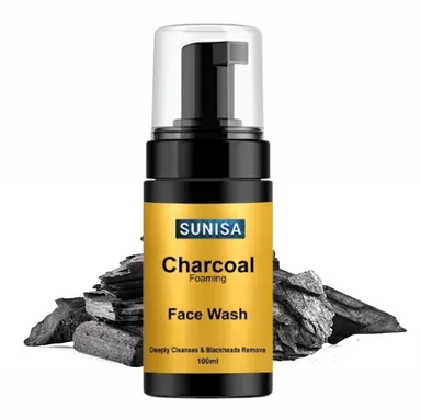 Sunisa Charcoal Foaming Face Wash 100ml Deep Cleansing Oil Control Face Cleanser for Oily Acne Prone Skin Blackhead Removal Pore Purifying Activated Charcoal Facial Cleanser thumbnail 1