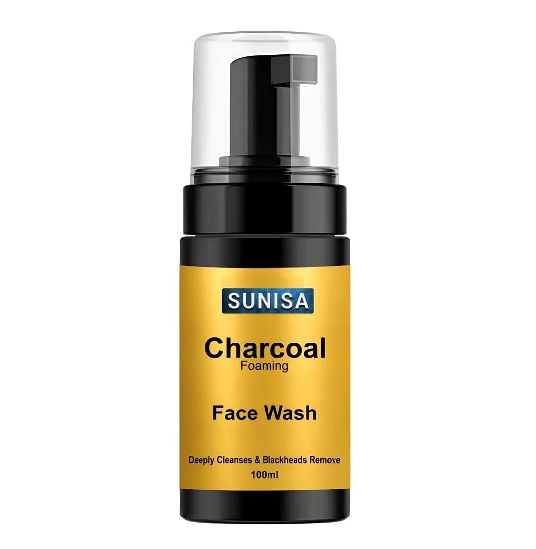 Sunisa Charcoal Foaming Face Wash 100ml Deep Cleansing Oil Control Face Cleanser for Oily Acne Prone Skin Blackhead Removal Pore Purifying Activated Charcoal Facial Cleanser image 1