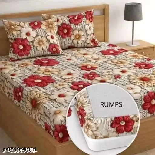 Premium Elastic Fitted Bedsheet King Size Cotton Double Bed Sheet with All Round Elastic Deep Pocket Soft Breathable Wrinkle Resistant Bedding Set for Mattress Protection image 2