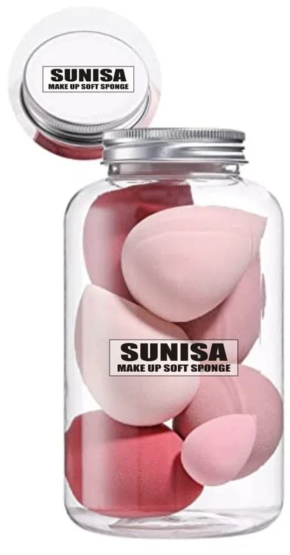 Sunisa Professional Makeup Blender Sponge Set With Storage Jar Soft Beauty Foundation Blending Sponge For Liquid Cream Powder Makeup Cosmetic Puff Applicator Kit image 1