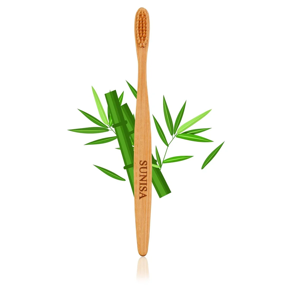 Sunisa Natural Bamboo Toothbrush Soft Bristles Eco Friendly Biodegradable Wooden Toothbrush for Adults Sustainable Oral Care Plastic Free Toothbrush India image 2