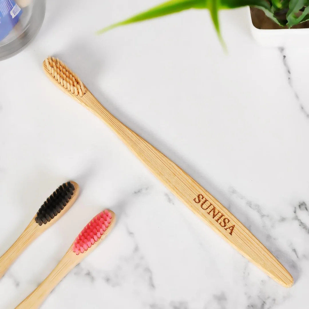 Sunisa Natural Bamboo Toothbrush Soft Bristles Eco Friendly Biodegradable Wooden Toothbrush for Adults Sustainable Oral Care Plastic Free Toothbrush India image 3