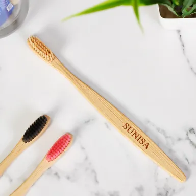 Sunisa Natural Bamboo Toothbrush Soft Bristles Eco Friendly Biodegradable Wooden Toothbrush for Adults Sustainable Oral Care Plastic Free Toothbrush India thumbnail 2