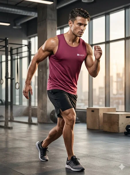 Whey Fit Men's Performance Polyester Gym Vest | Moisture Wicking & Quick-Dry Sando image 1