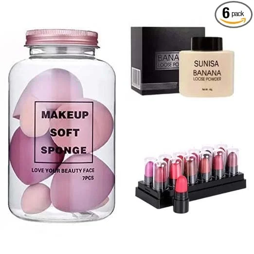 Professional Makeup Sponge Blender Set with Storage Jar 7pcs Soft Beauty Blender for Liquid Foundation Concealer Powder Cream Cosmetic Makeup Tool Kit for Women Girls image 1