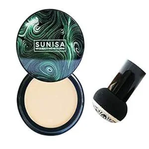 Sunisa Mushroom Head Air Cushion CC Cream Foundation Waterproof Long Lasting Oil Control Moisturising BB CC Cream with Dual Makeup Brush Natural Coverage Base Makeup WT Shade image 2