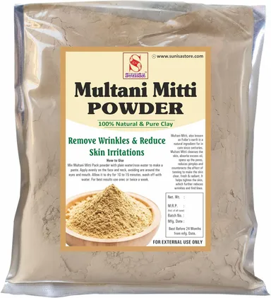Sunisa Multani Mitti Powder with Steam Distilled Rose Water Toner Spray & Face Pack Brush Kit 100% Natural Fuller's Earth Clay Oil Control Anti Acne Skin Brightening Facial Pack Combo thumbnail 1