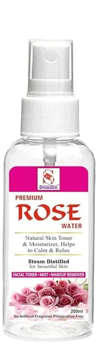 Premium Steam Distilled Rose Water Facial Toner Mist 200ml – Natural Gulab Jal Face Spray, Hydrating Skin Toner, Makeup Remover for Glowing Skin Premium Steam Distilled Rose Water Facial Toner Mist 200ml – Natural Gulab Jal Face Spray, Hydrating Skin image 1