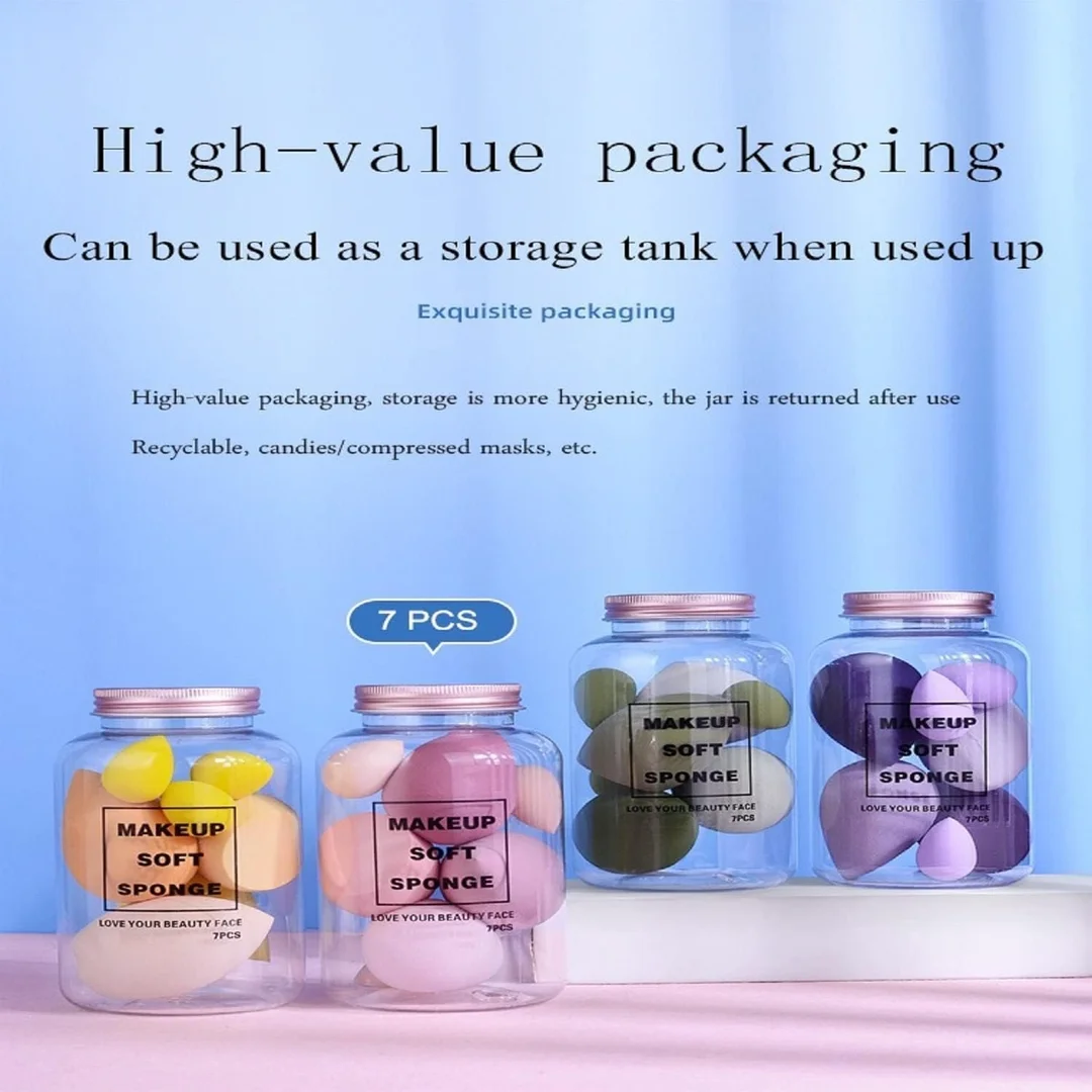 Sunisa Makeup Sponge Set with Brush 7 Pcs Latex Free Beauty Blender Wet & Dry Foundation Sponge Kit with Storage Jar image 4