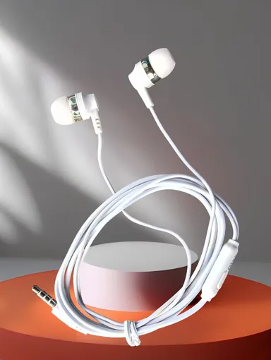 Aashi Dlx Champ Stereo Earphones With Microphone 3.5mm Wired In-Ear Headphones High Definition Sound Noise Isolation Bass Earbuds For Android Mobile Laptop Gaming Music Calls White thumbnail 2