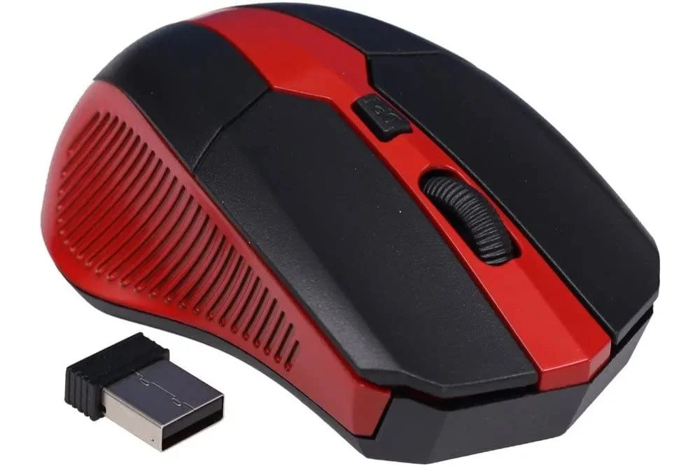 Zebion Glider Candy Wireless Mouse – USB Optical 4G Wireless with Nano Receiver, Smooth Gliding up to 10m, Black & Red – Compatible with Laptop & PC image 1