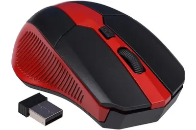 Zebion Glider Candy Wireless Mouse – USB Optical 4G Wireless with Nano Receiver, Smooth Gliding up to 10m, Black & Red – Compatible with Laptop & PC