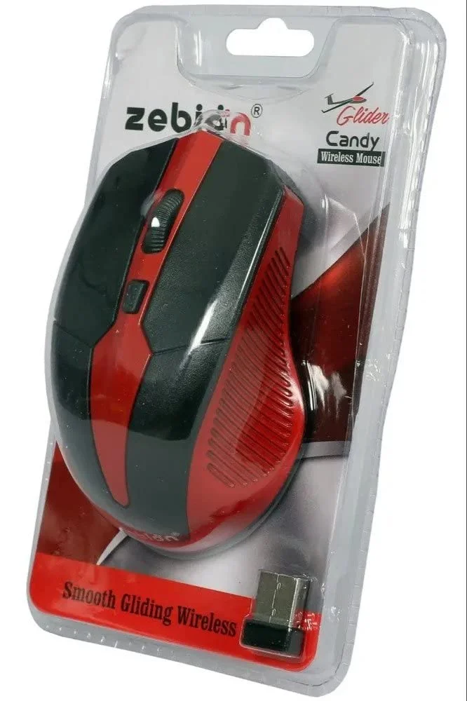 Zebion Glider Candy Wireless Mouse – USB Optical 4G Wireless with Nano Receiver, Smooth Gliding up to 10m, Black & Red – Compatible with Laptop & PC image 3