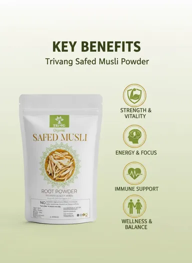 Ayurvedic Ashwagandha Safed White Musli Kaunch Seed Shatavari Herbal Wellness Powder Combo Pack 4 Natural Immunity Stamina Vitality Supplement India thumbnail 2