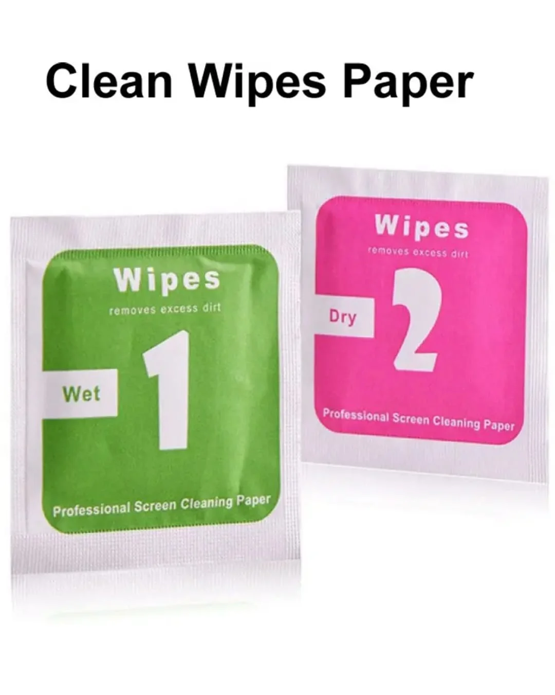 2-Step Wet Dry Screen Cleaning Wipes Kit for Mobile Phone Laptop Tablet Camera Lens LED LCD TV Monitor Anti Static Dust Remover Cleaning Tissue Paper Pack image 1