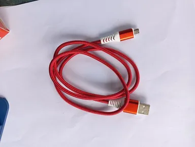 King Power Metal USB Data Cable 1 Meter Fast Charging Cable Up to 4A Rapid Charge Tangle Free Durable Braided Charging Cable for Mobile Tablet USB Devices Red Black thumbnail 1