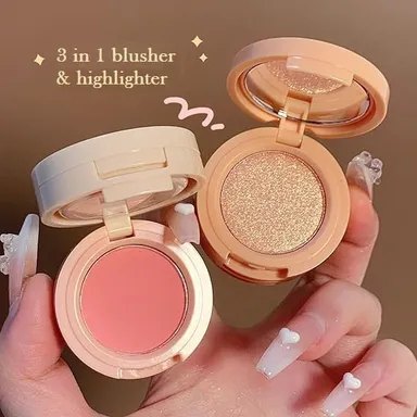 4 Shade Shimmer Highlighter Palette Face Illuminator Compact Powder Glow Makeup Kit for Women Girls Multi Colour Radiant Highlight Powder for Cheeks Nose Brow Bridal Party Makeup thumbnail 1