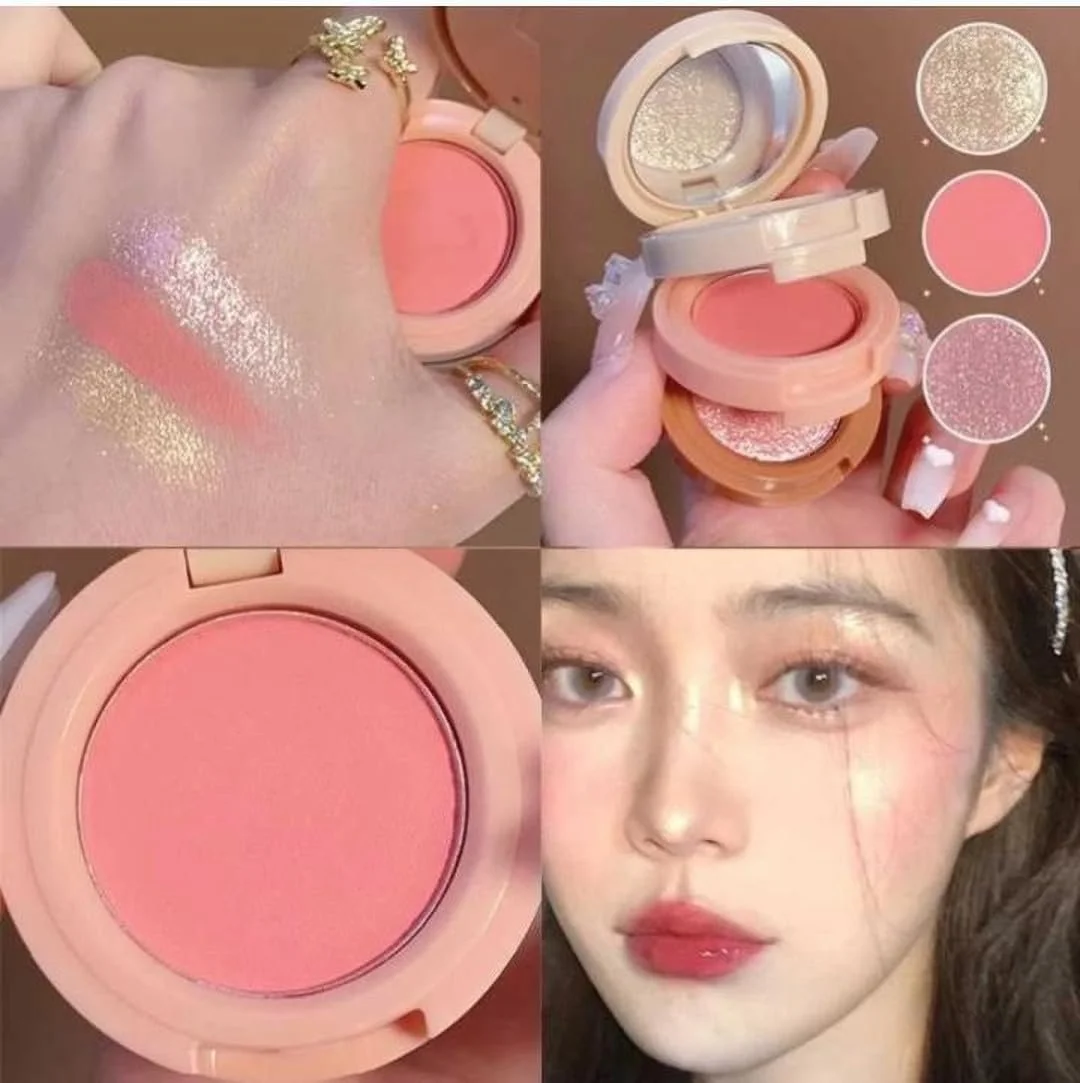 4 Shade Shimmer Highlighter Palette Face Illuminator Compact Powder Glow Makeup Kit for Women Girls Multi Colour Radiant Highlight Powder for Cheeks Nose Brow Bridal Party Makeup image 3