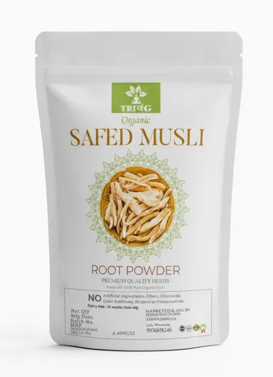 Trivang 100% Organic Ayurvedic Safed Musli Powder for Men and Women 100g 200g 300g – Natural Strength Stamina Vitality Booster, Stress Relief, Muscle Growth Superfood, India Buying thumbnail 1
