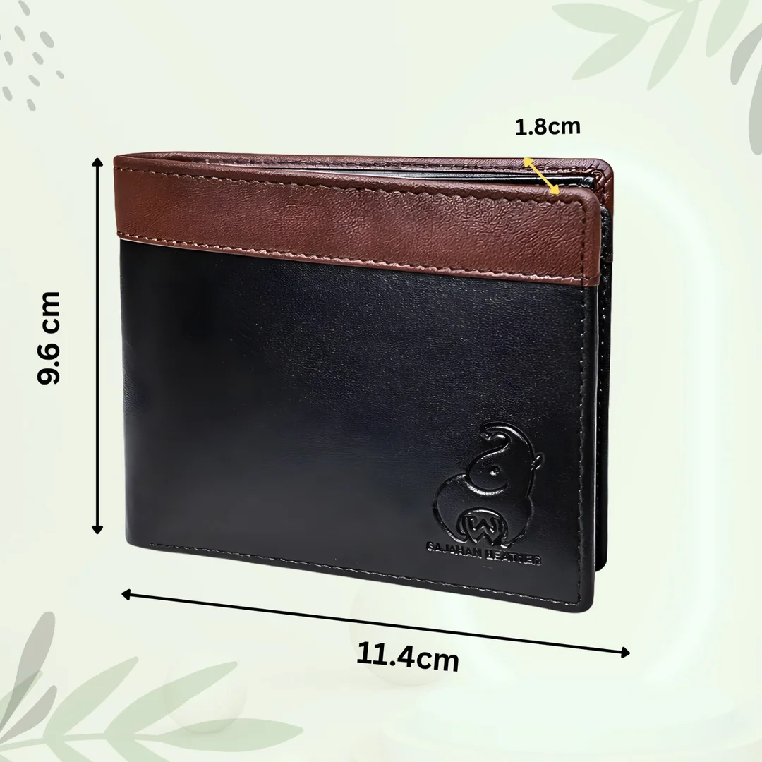 Sajahan Leather Premium Men Bi Fold Wallet Black Brown Genuine Leather RFID Blocking Slim Card Holder Cash Wallet for Men Stylish Leather Wallet India image 2