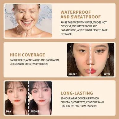 Professional 6 Color Concealer Palette Long Lasting Colour Corrector Cream Makeup Kit for Dark Circles Acne Spots Blemishes Contour Highlight Waterproof Full Coverage Face Makeup Palette thumbnail 3