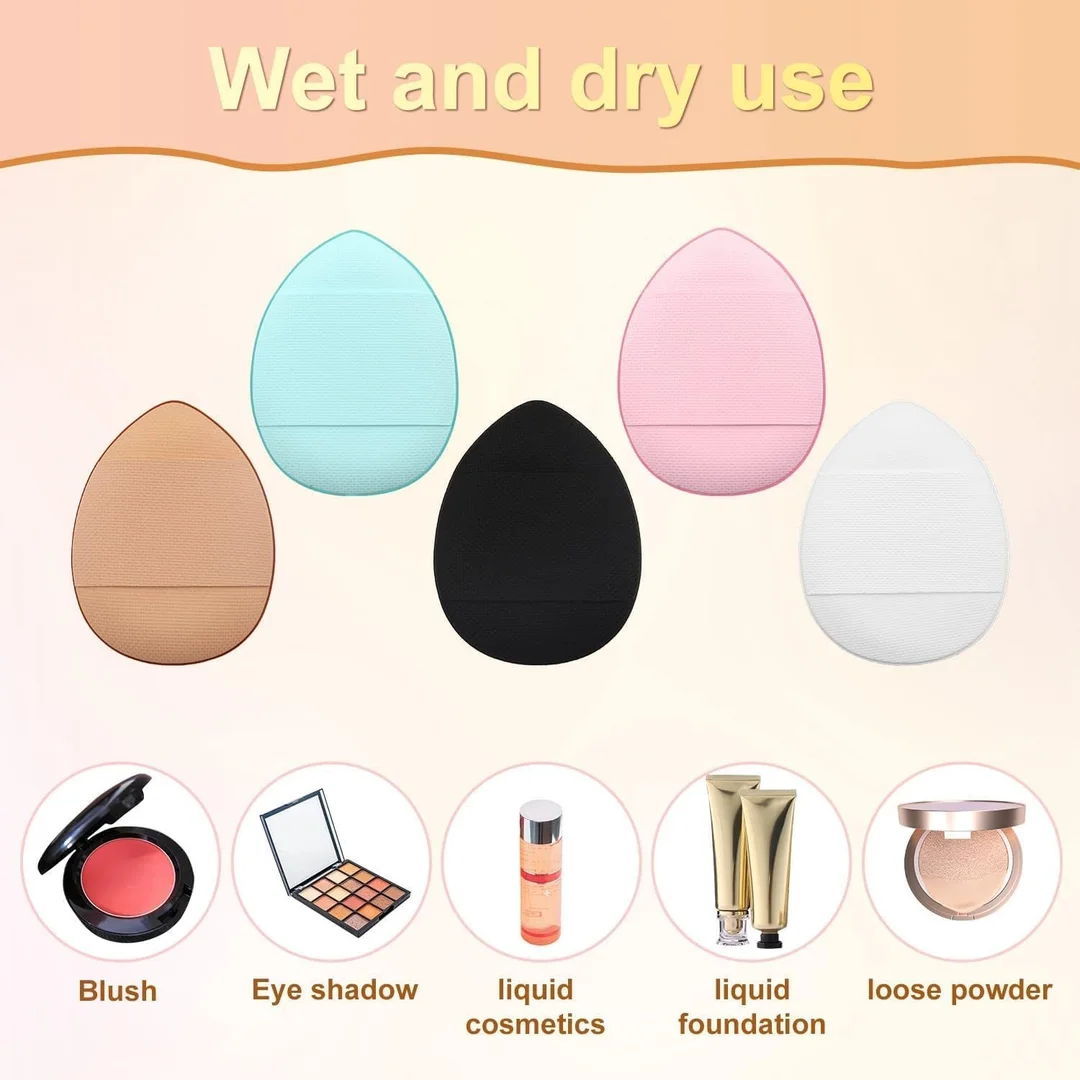 Mini Finger Powder Puff Makeup Applicator Set Multicolour Soft Cosmetic Finger Sponge Blender for Foundation Concealer Loose Powder BB Cushion Makeup Tool Pack image 2