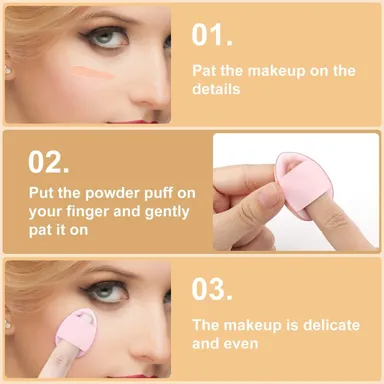 Mini Finger Powder Puff Makeup Applicator Set Multicolour Soft Cosmetic Finger Sponge Blender for Foundation Concealer Loose Powder BB Cushion Makeup Tool Pack thumbnail 2