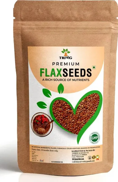 Trivang Raw Brown Flax Seeds 250g Rich in Omega-3, Zinc, Protein, Fiber, Vegan, Weight Management, Heart Health, Hair Growth Superfood India thumbnail 1