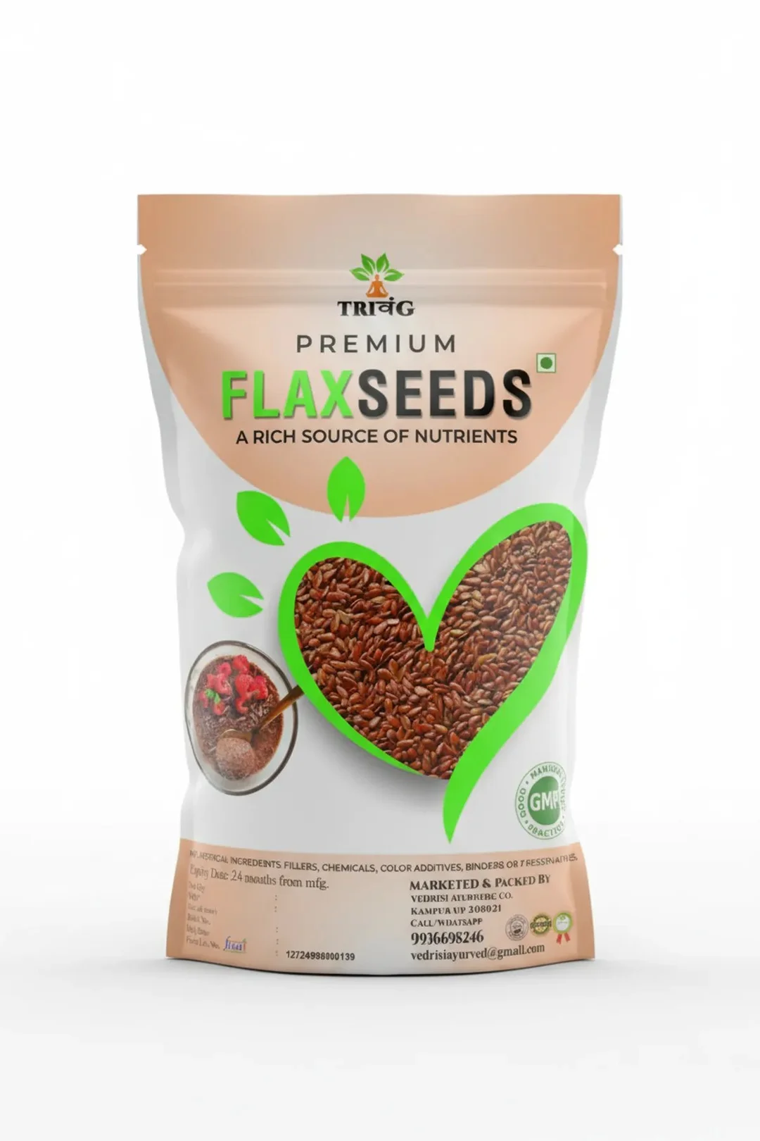 Trivang Raw Brown Flax Seeds 250g Rich in Omega-3, Zinc, Protein, Fiber, Vegan, Weight Management, Heart Health, Hair Growth Superfood India image 1