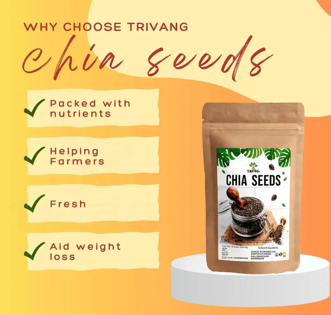 Trivang Raw Chia Seeds 500g Natural Organic Superfood High Fibre Weight Management Energy Booster Omega 3 Rich Antioxidants Heart Health India image 4