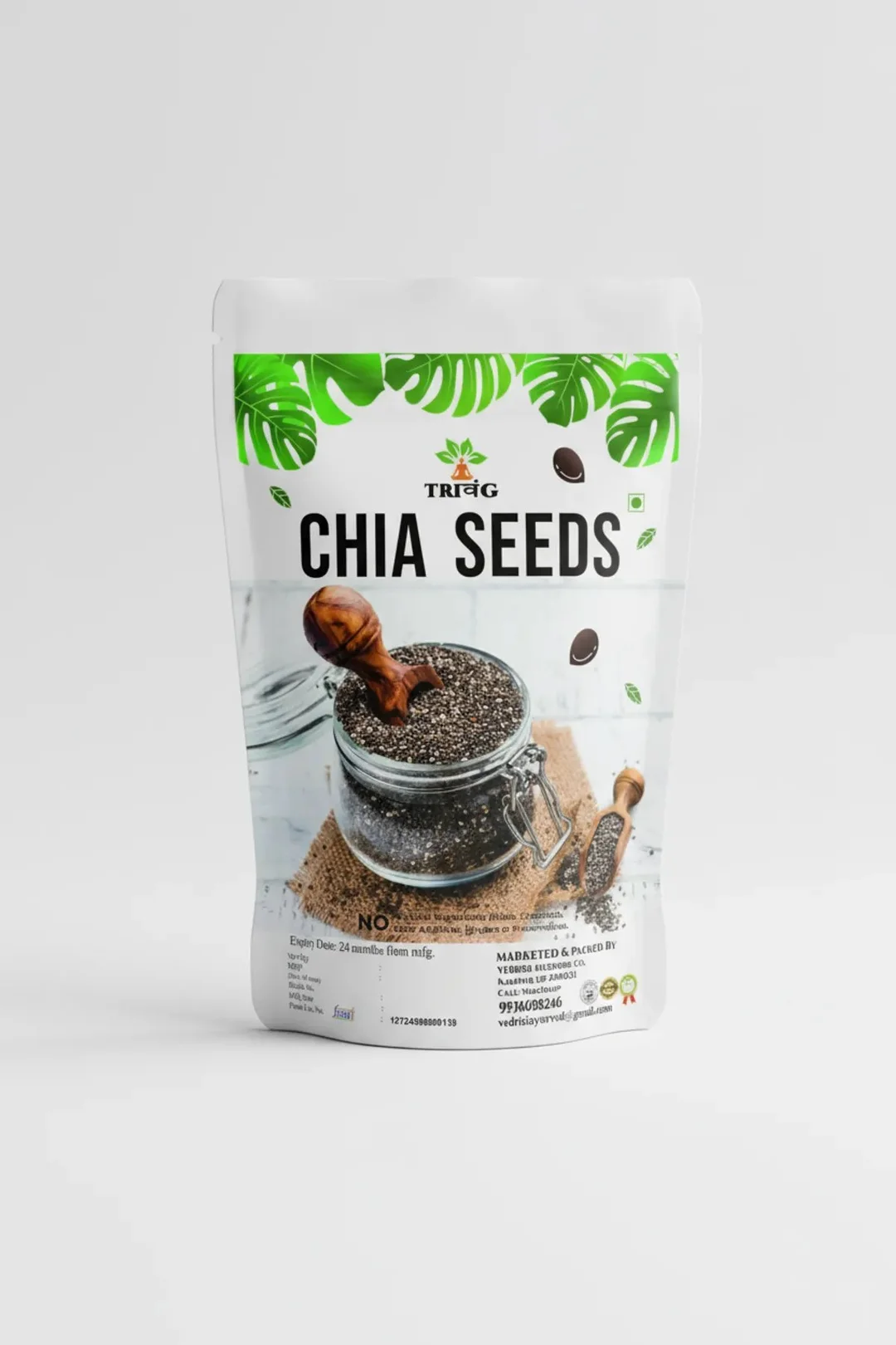 Trivang Raw Chia Seeds 500g Natural Organic Superfood High Fibre Weight Management Energy Booster Omega 3 Rich Antioxidants Heart Health India image 1