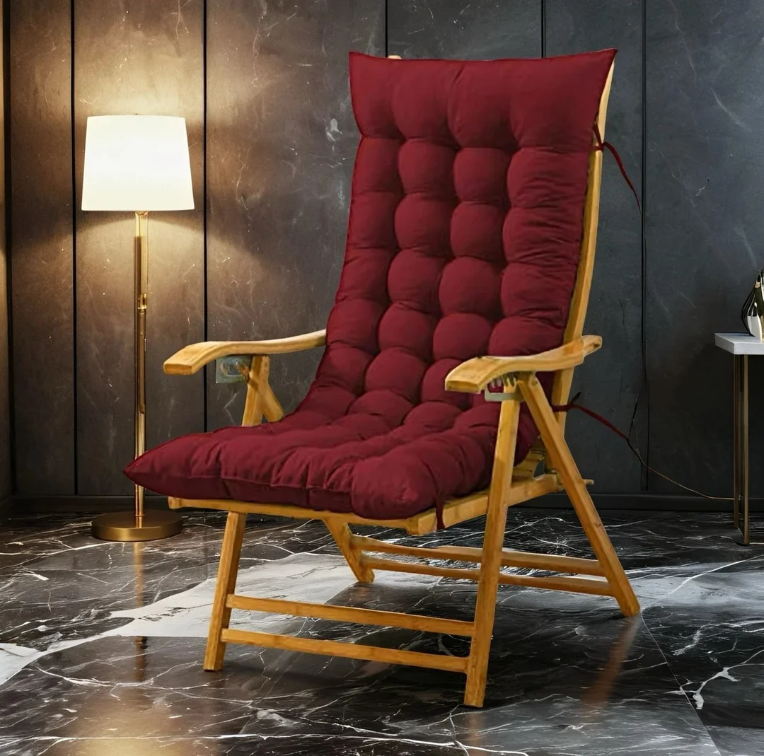 SOFT SNOOZE Microfibre Chair Pad Cushion Pack of 1 Maroon Solid Soft Luxury Seat Cushion Non Slip Dining Chair Pad Office Chair Cushion Washable Comfortable Chair Seat Pad India image 1