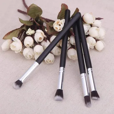 Professional 4 Pcs Eye Makeup Brush Set Eyeshadow Blending Brushes Kit Soft Synthetic Bristles Black Silver Handle Cosmetic Tools for Beginners & Makeup Artists India thumbnail 1