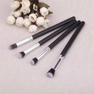 Professional 4 Pcs Eye Makeup Brush Set Eyeshadow Blending Brushes Kit Soft Synthetic Bristles Black Silver Handle Cosmetic Tools for Beginners & Makeup Artists India thumbnail 2