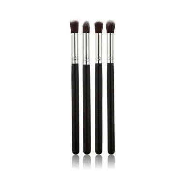 Professional 4 Pcs Eye Makeup Brush Set Eyeshadow Blending Brushes Kit Soft Synthetic Bristles Black Silver Handle Cosmetic Tools for Beginners & Makeup Artists India thumbnail 3