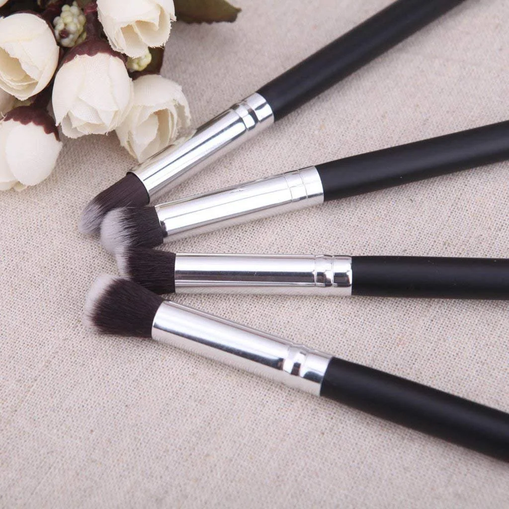 Professional 4 Pcs Eye Makeup Brush Set Eyeshadow Blending Brushes Kit Soft Synthetic Bristles Black Silver Handle Cosmetic Tools for Beginners & Makeup Artists India image 1