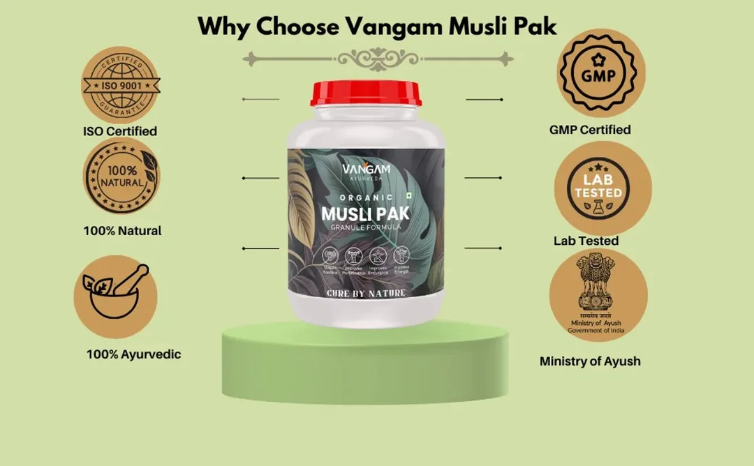 Vangam Musli Pak Ayurvedic Herbal Strength & Immunity Booster Powder 100g | Safed Musli Ashwagandha Shatavari Gokshura Rejuvenating Vitality Supplement for Men & Women image 2
