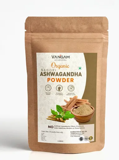 Vangam 100% Pure Ashwagandha Powder 100g Natural Herbal Supplement for Stress Relief Strength Immunity Boost Ayurvedic Adaptogen for Men Women thumbnail 1